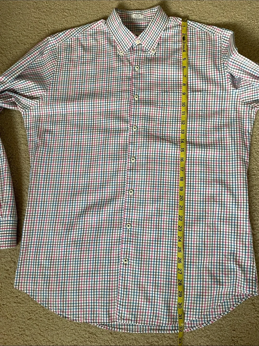 Peter Millar Red and Blue Check Button-Down Shirt